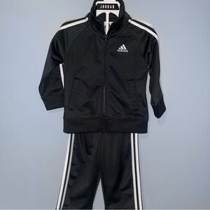 Adidas Black Tracksuit with White Stripes - Toddler Boy Size 18 Months